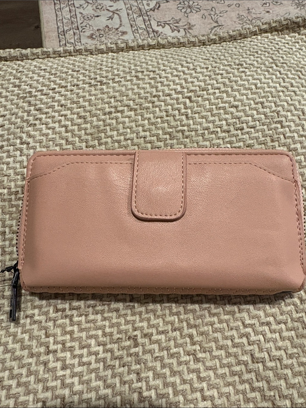 bebe Quilted Chevron Zip-Around Wallet - Blush - Picture 3 of 5